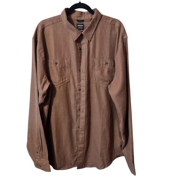 NWT- Prana- Men’s Tan Dolberg 100% Cotton Flannel PaTCH Pocket Shirt, XL - Picture 7 of 7